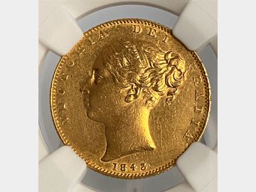 1843 VICTORIA YOUNG HEAD 'BROAD SHIELD' GOLD SOVEREIGN