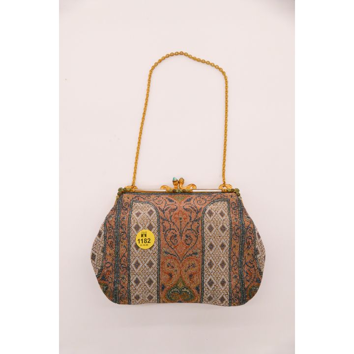 French Art Deco Beaded and Enamel Handbag- 7.5''