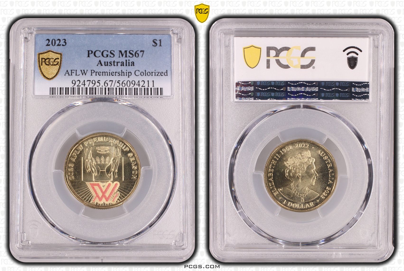 AFLW Premiership Colorized, One Dollar, 2023, PCGS MS67