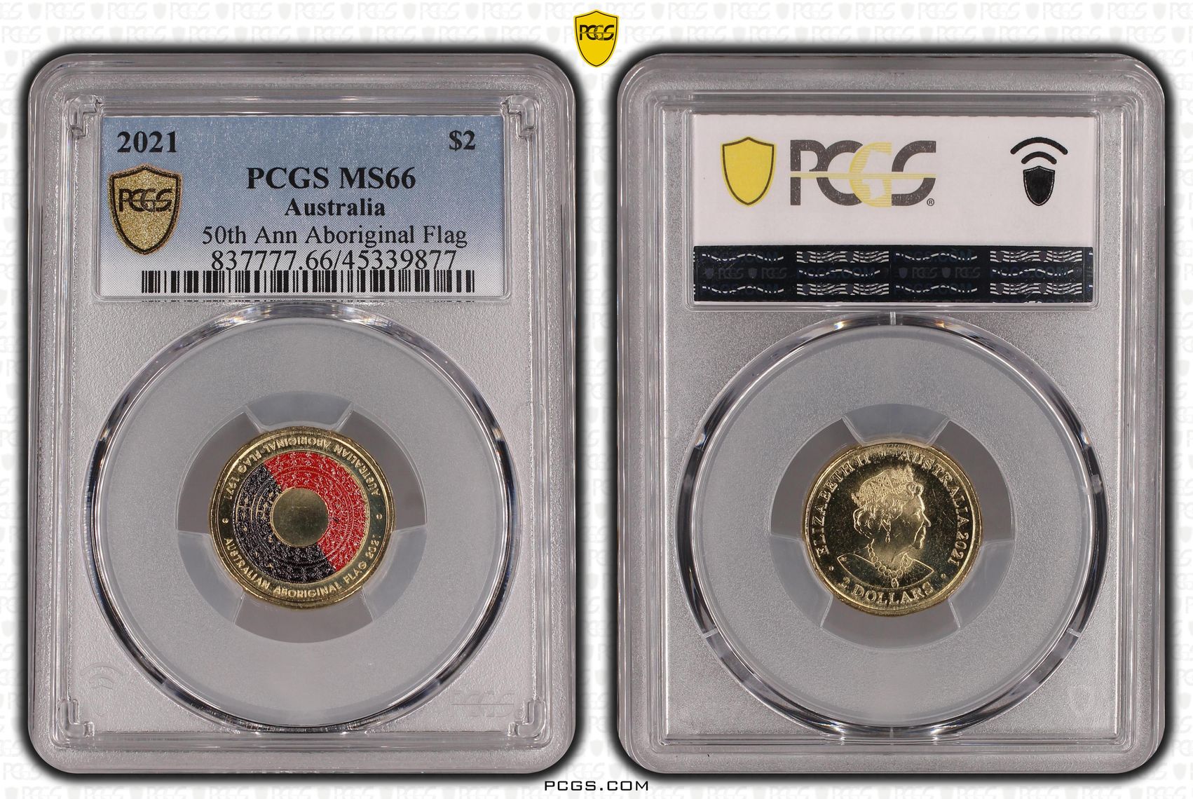 50th Ann Aboriginal Flag, Two Dollar, 2021, PCGS MS66
