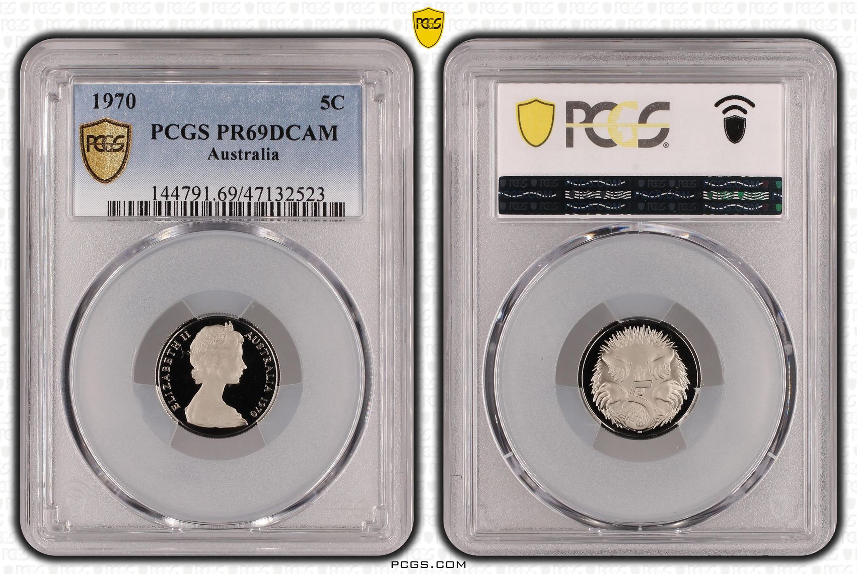 Elizabeth II, Five Cent, 1970, PCGS PR69DCAM