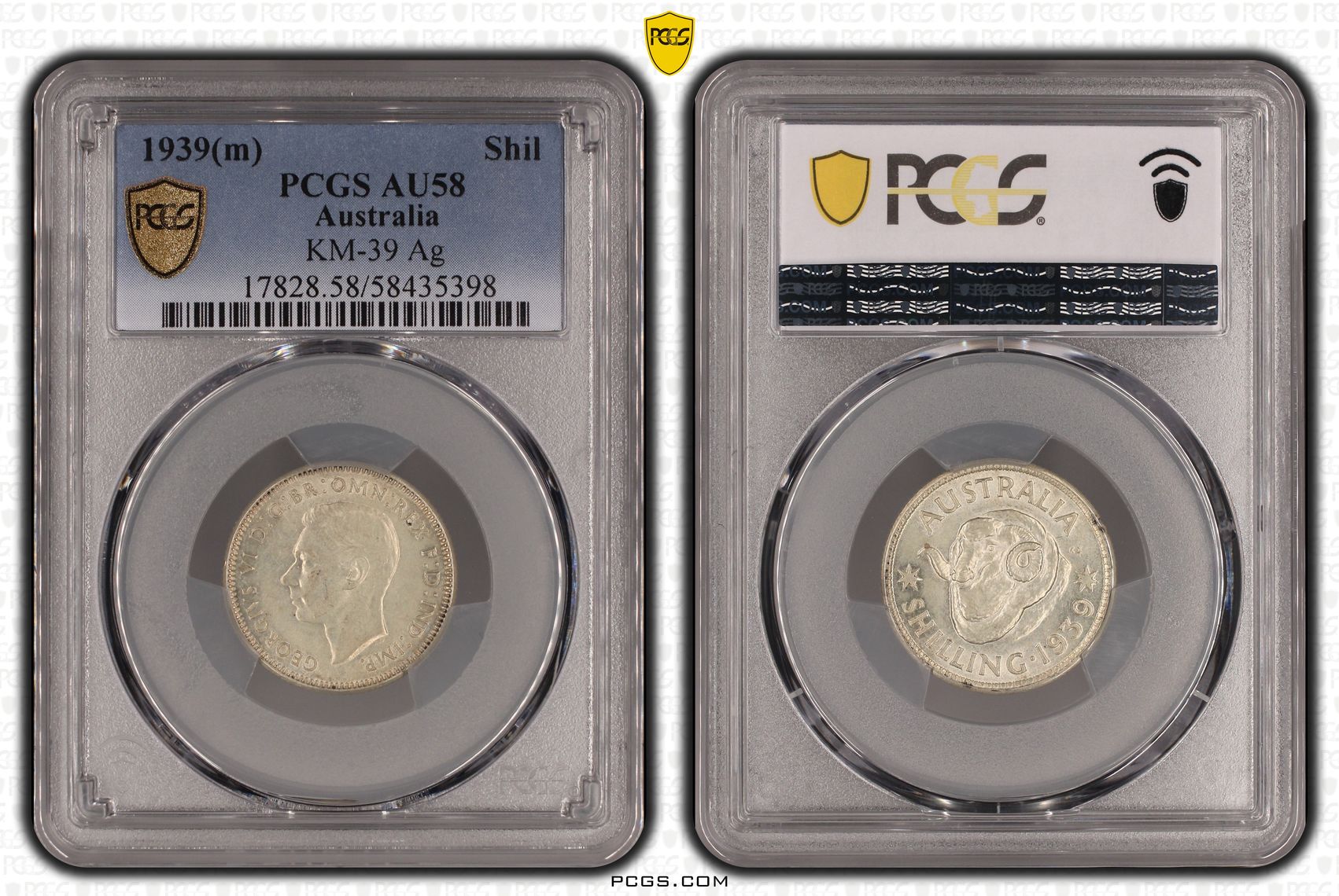 George VI, Shilling, 1939(m), PCGS AU58