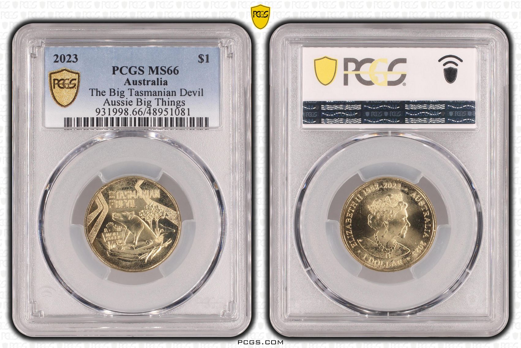 Elizabeth II, The Big Tasmanian Devil Aussie Big Things , One Dollar, 2023, PCGS MS66