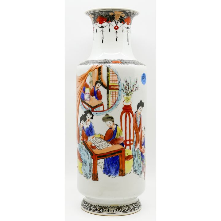 Chinese Republic Porcelain Grisaille Vase 13.25''