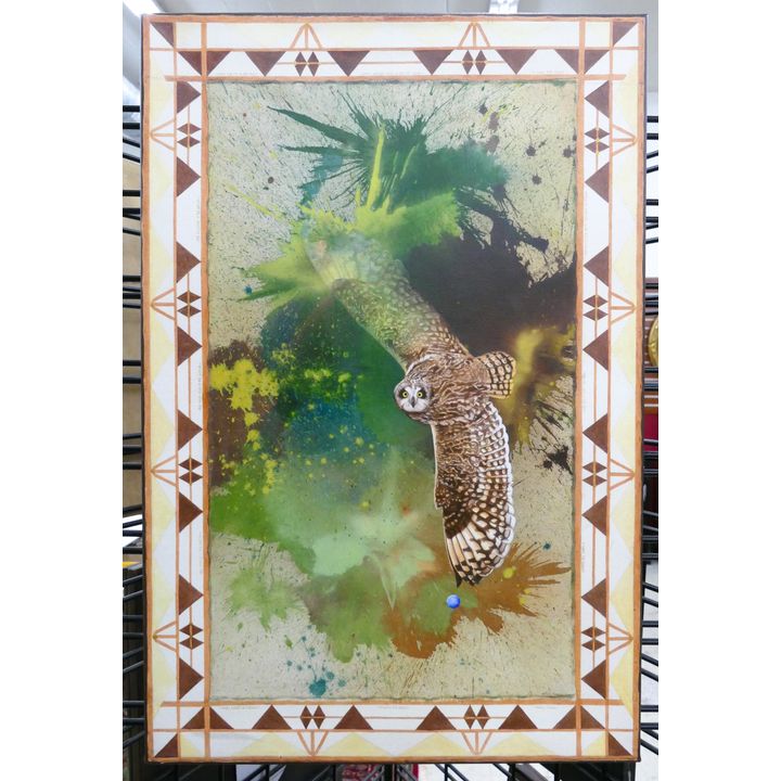 Calley O'Neill Hawaiian Owl Giclee Framed- 24x16''