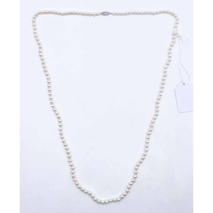 Vintage Strand of 5mm Pearl Necklace 30" with 14k Clasp