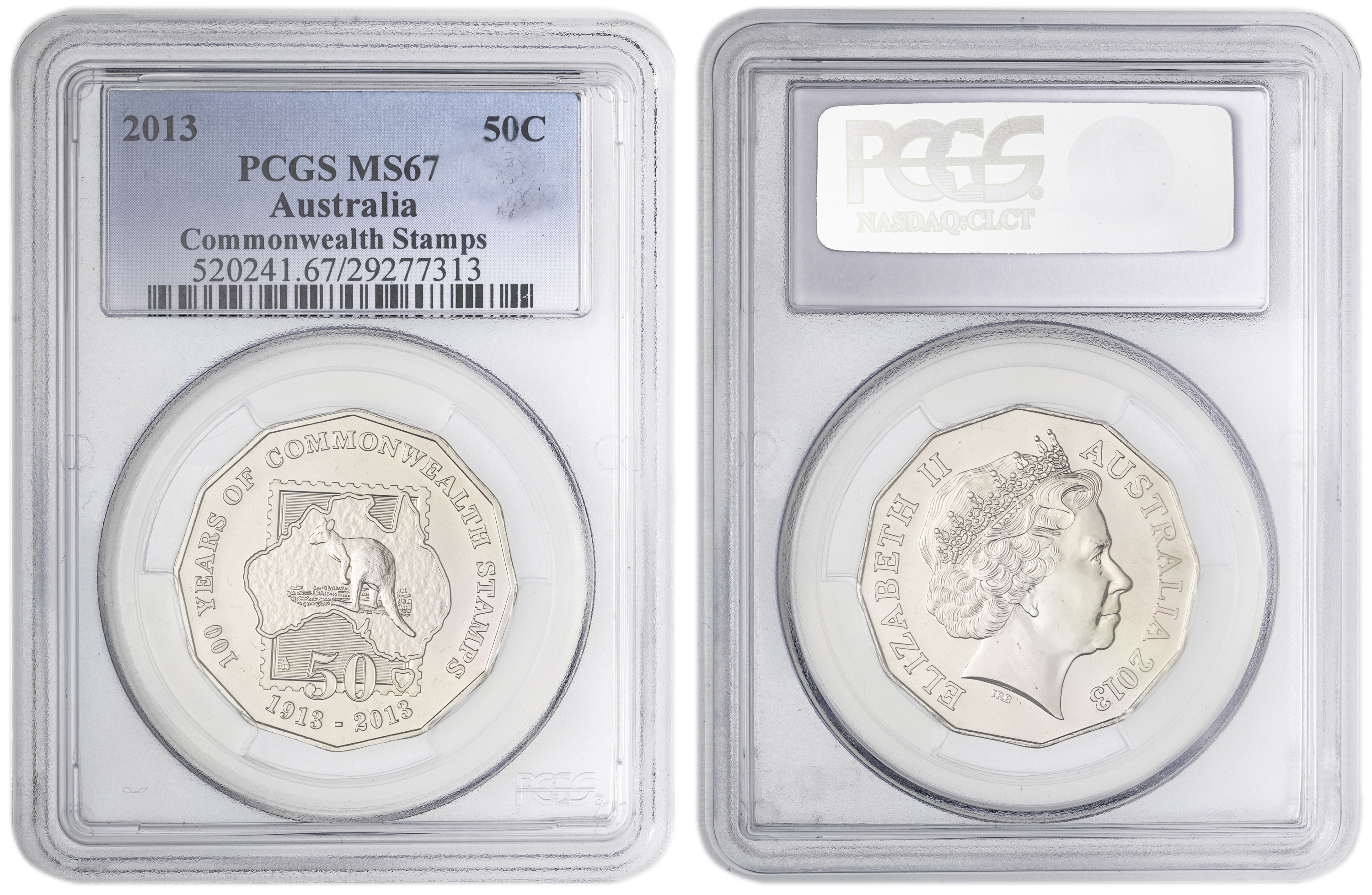 Commonwealth Stamps , Fifty Cent, 2013, PCGS MS67