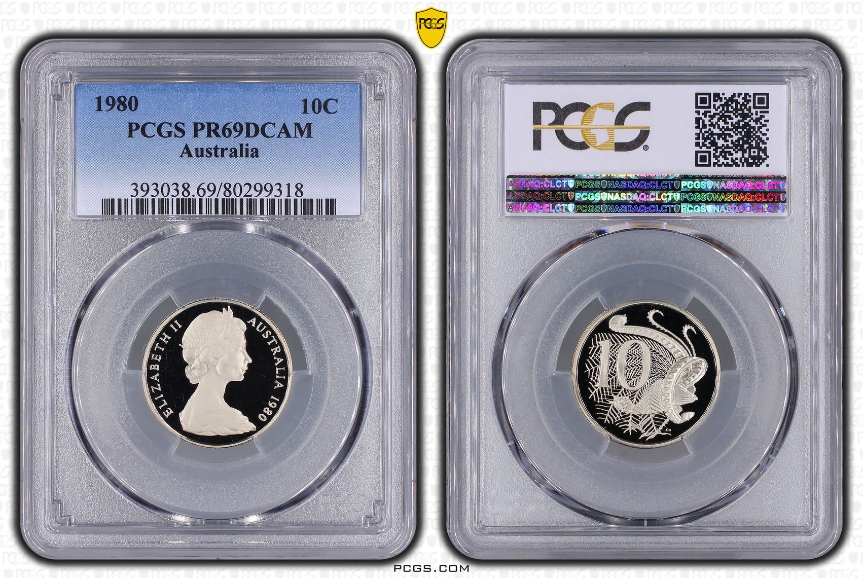 Elizabeth II, Ten Cent, 1980, PCGS PR69DCAM