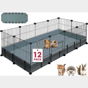12 PANELS SMALL ANIMAL PLAYPEN,PET PLAYPEN WITH WATERPROOF MAT,C&C CAGE FOR GUINEA PIGS,PUPPY PLAY PEN,BUNNY PLAYPEN,INDOOR OUTDOO