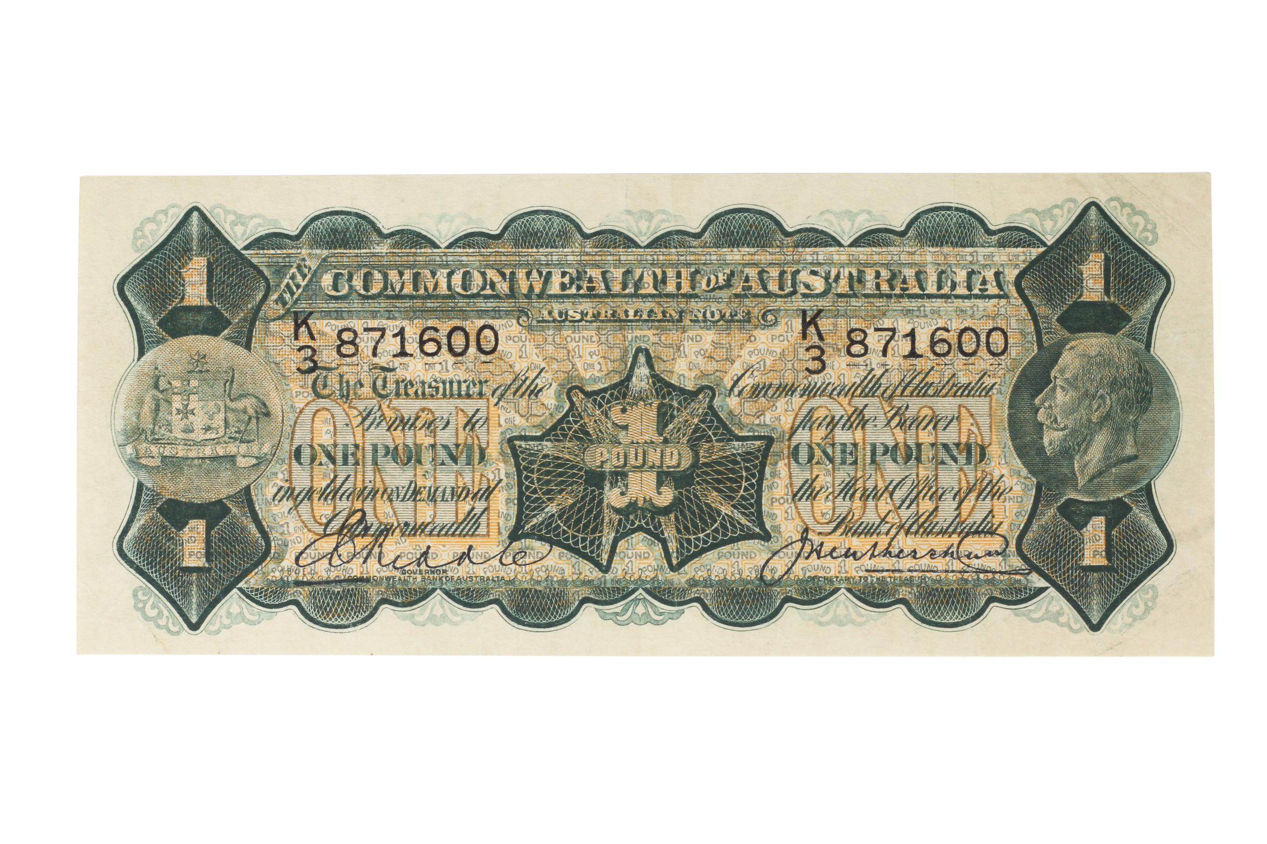 1873. · Riddle/Heathershaw, One Pound, 1927, nEF