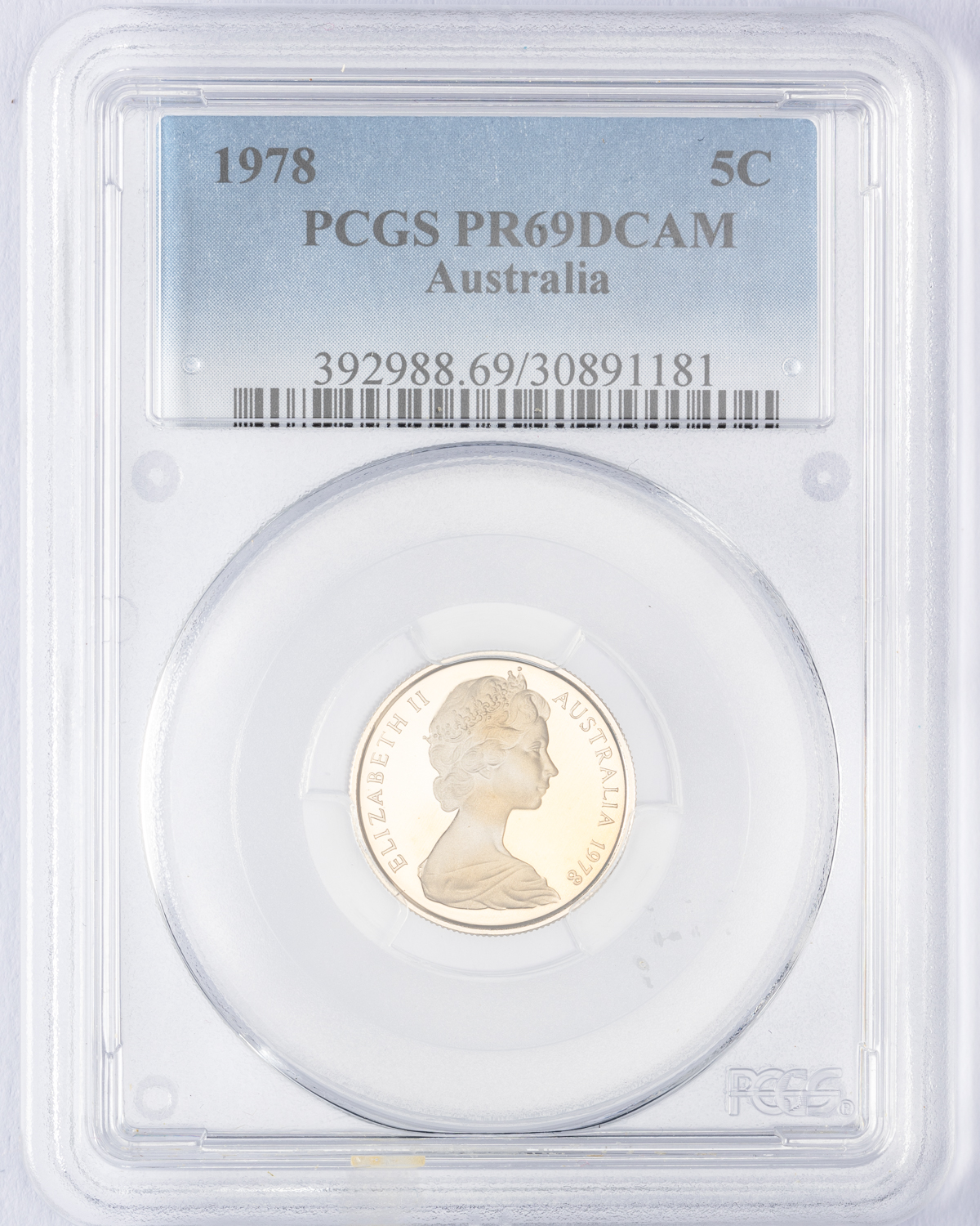 Elizabeth II, Five Cent, 1978, PCGS PR69DCAM