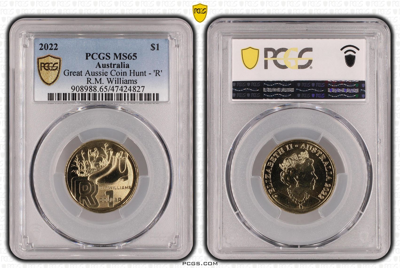 Great Aussie Coin Hunt - 'R', One Dollar, 2022, PCGS MS 65
