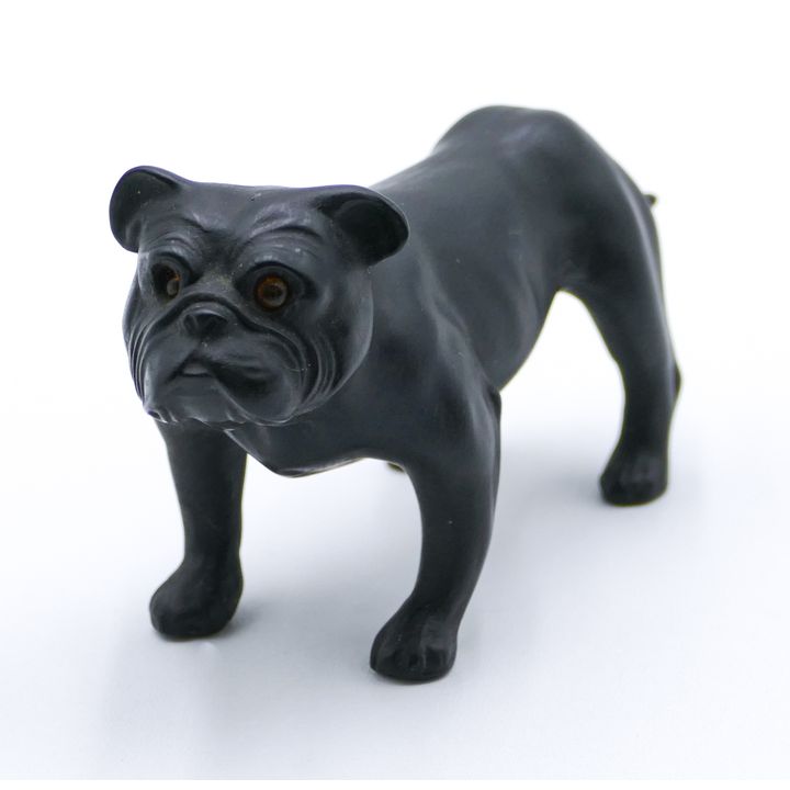 Antique Wedgwood Basalt Bulldog Figure 4.25''