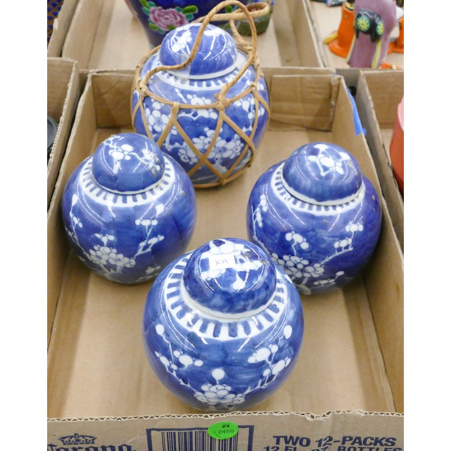 Box 4pc Old Chinese Prunus Jars