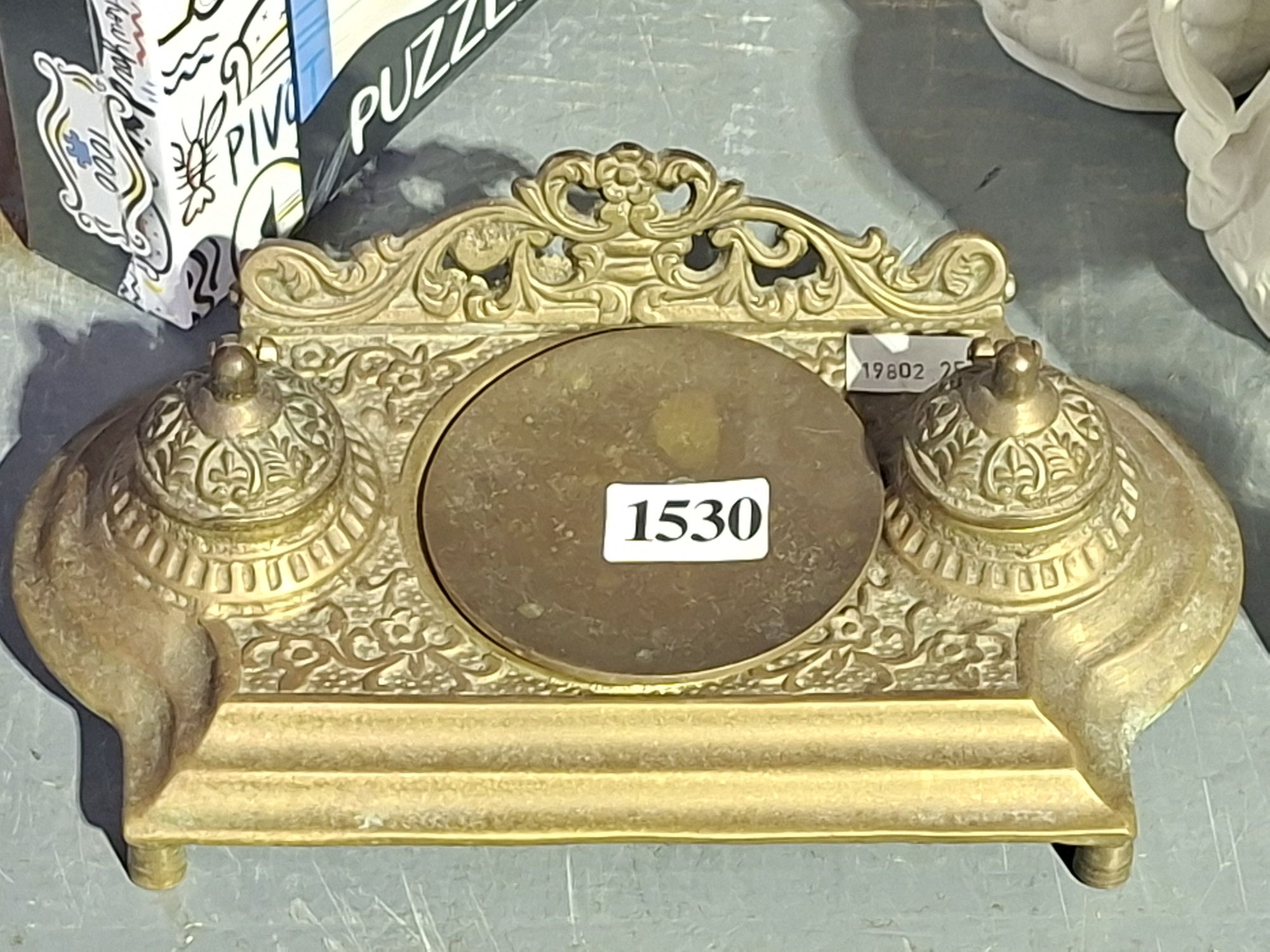 Brass Double Inkwell