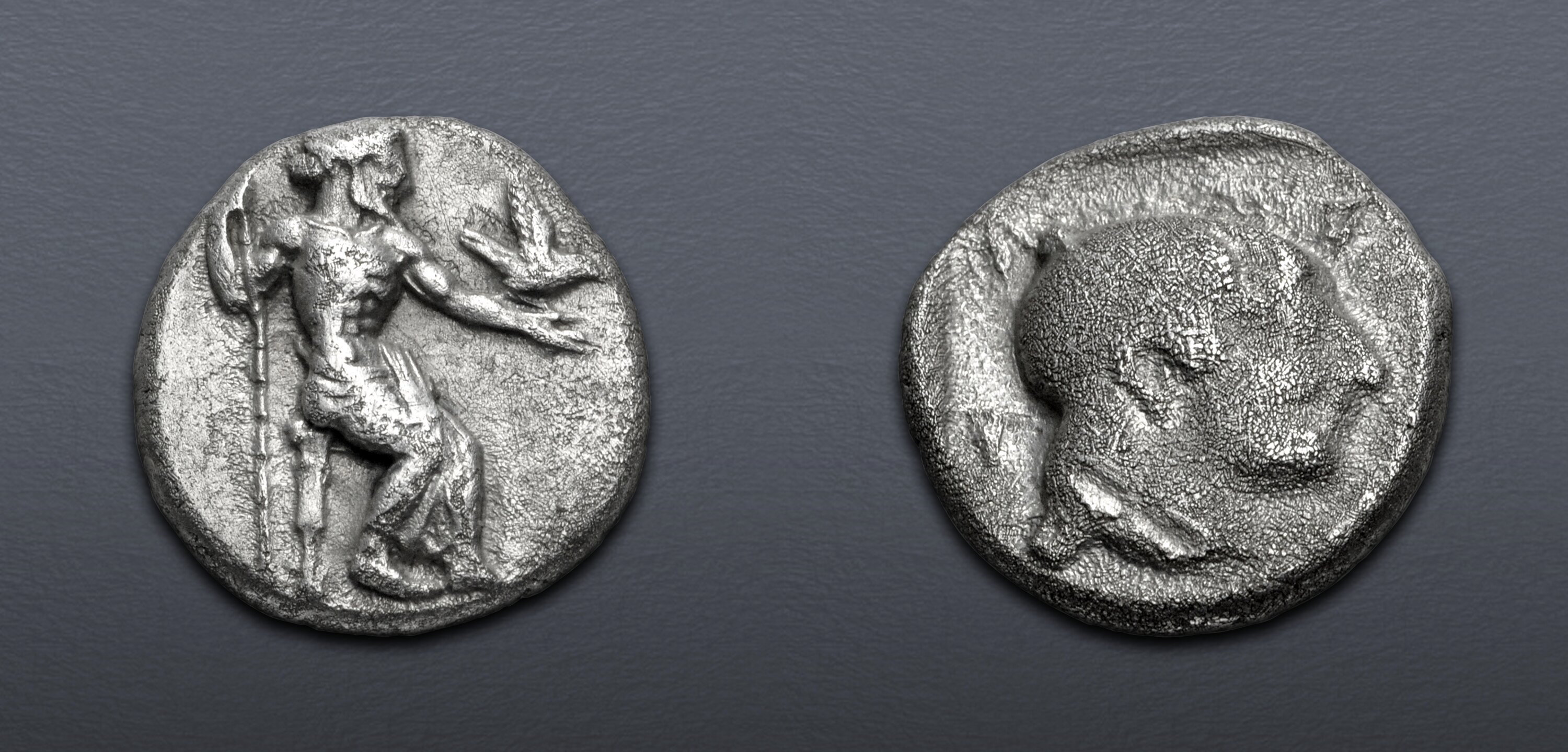 ARKADIA, Arkadian League. Circa 470-465 BC. AR Hemidrachm (13mm, 2.90 g ...
