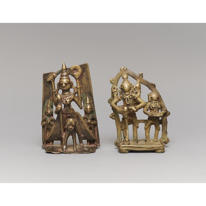 Two Central Indian copper alloy altars of village deities. 19th century