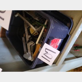 Tote of Assorted Toy Tractor and Emplement Parts