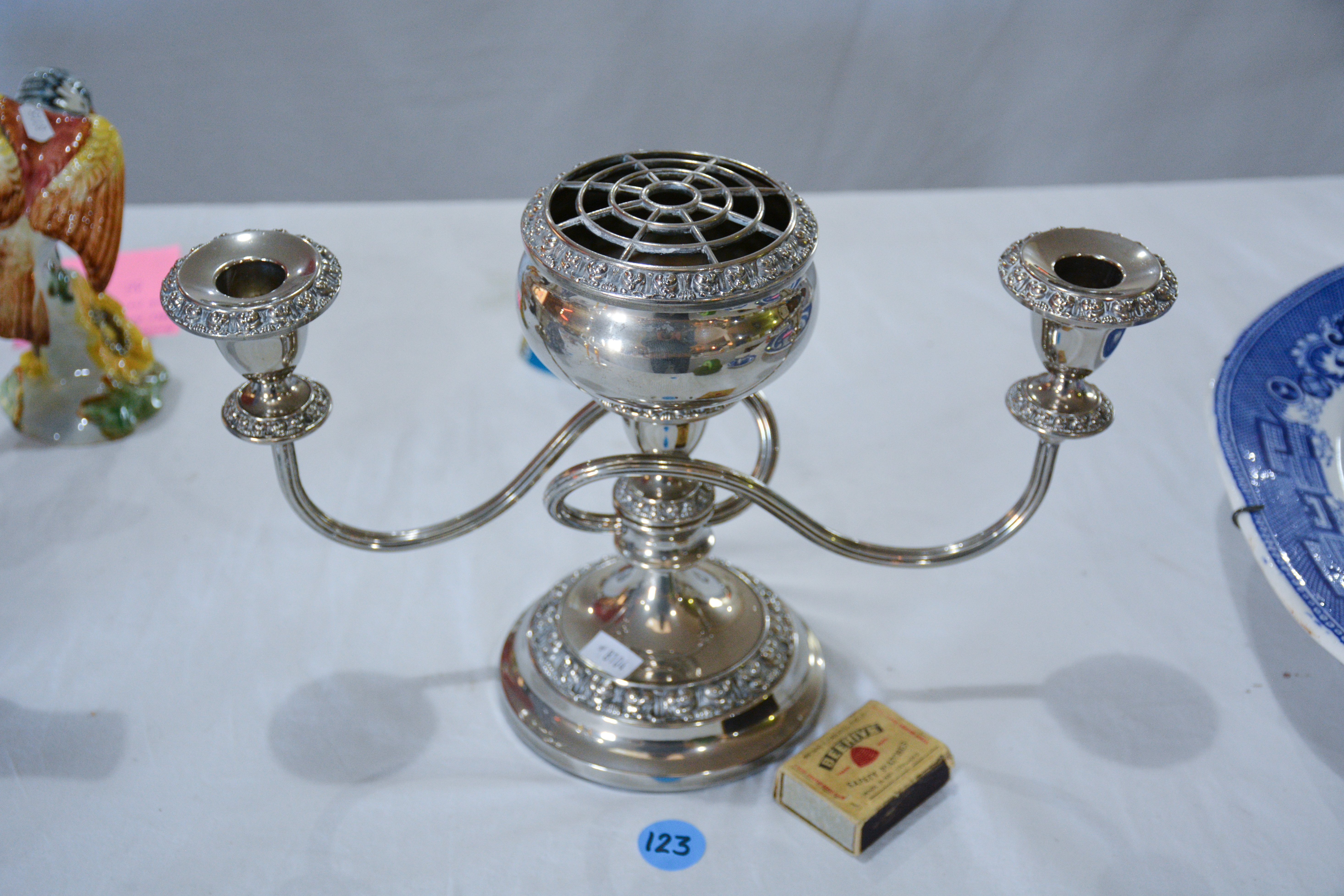 Quality Table Candelabra with Central Flower Frog — sold at auction in New Zealand for $20