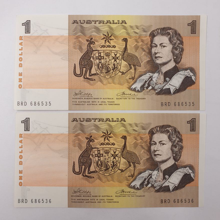 Consec. Pair of Aus. P/W $1 Notes