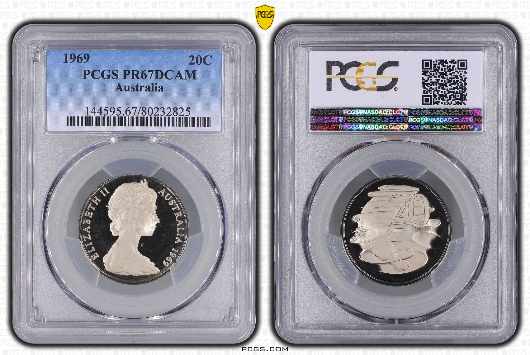 Elizabeth II, Twenty Cent, 1969, PCGS PR67DCAM