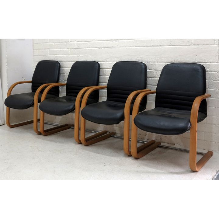 SET OF 4 VINYL UPHOLSTERED CHAIRS