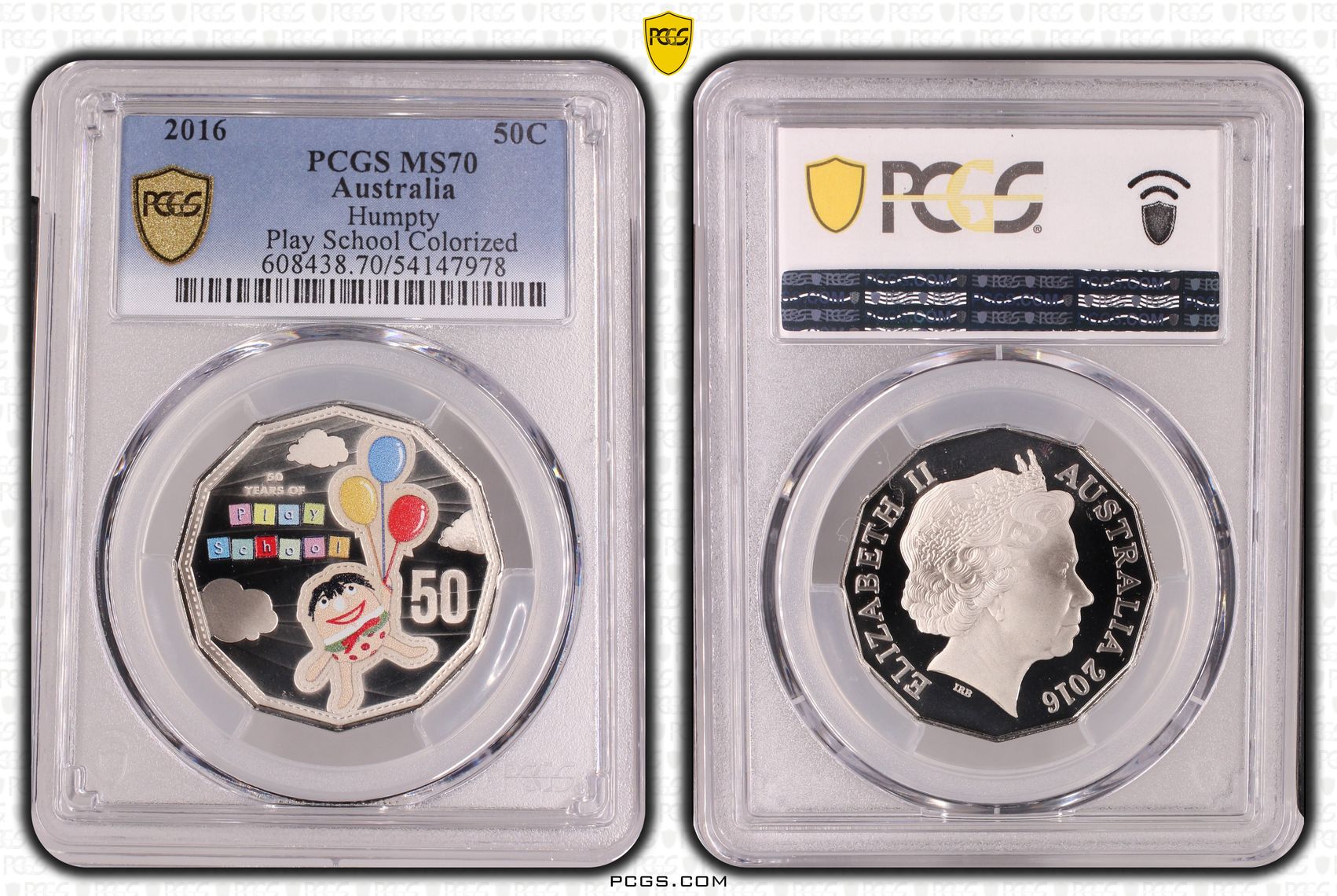 147 · Humpty Play School Colourised, POP 16/0, Fifty Cent, 2016, PCGS MS70