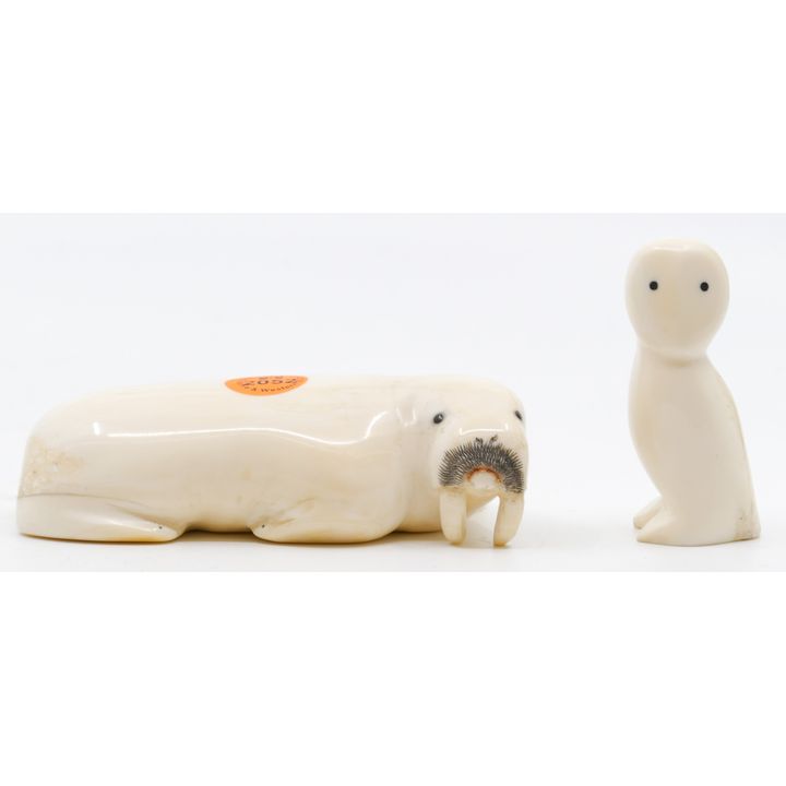 2pc Charles Penatac Inuit Carvings Largest 4.5''