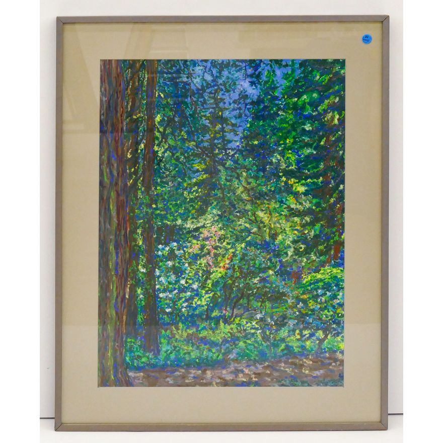 Summer Forestscape Oil On Paper Framed 31.5'' x 25'' Unsigned.