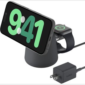 BELKIN 2-IN-1 MAGSAFE WIRELESS CHARGING DOCK 15W FAST CHARGE IPHONE CHARGER COMPATIBLE WITH IPHONE 15, 14, 13, AND 12 SERIES, AIRP