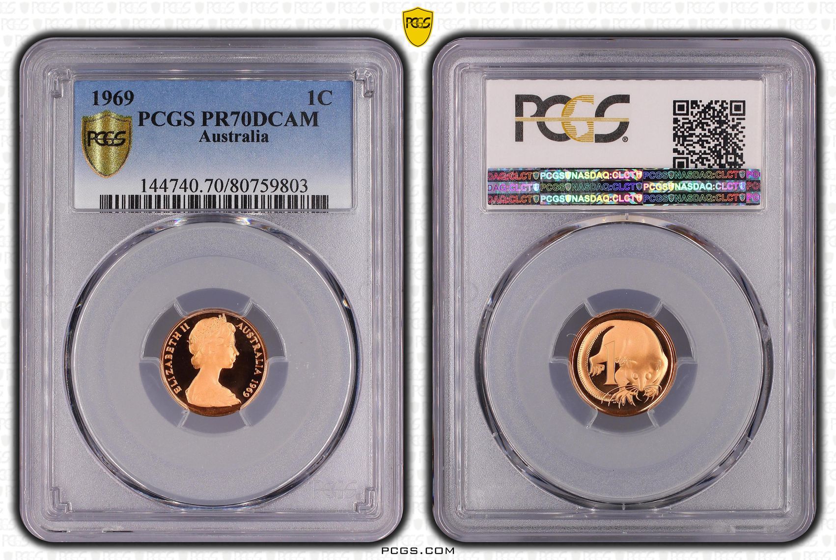 2 · 1969 Australia One Cent, 1c PCGS - PR70DCAM POP 3/0 -803