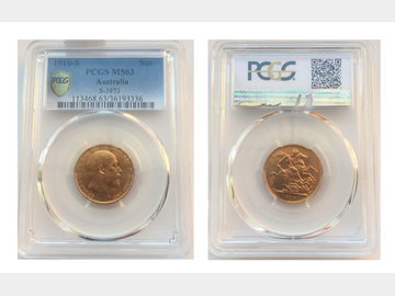 1910 King Edward VII Sydney Mint Gold Sovereign PCGS MS63