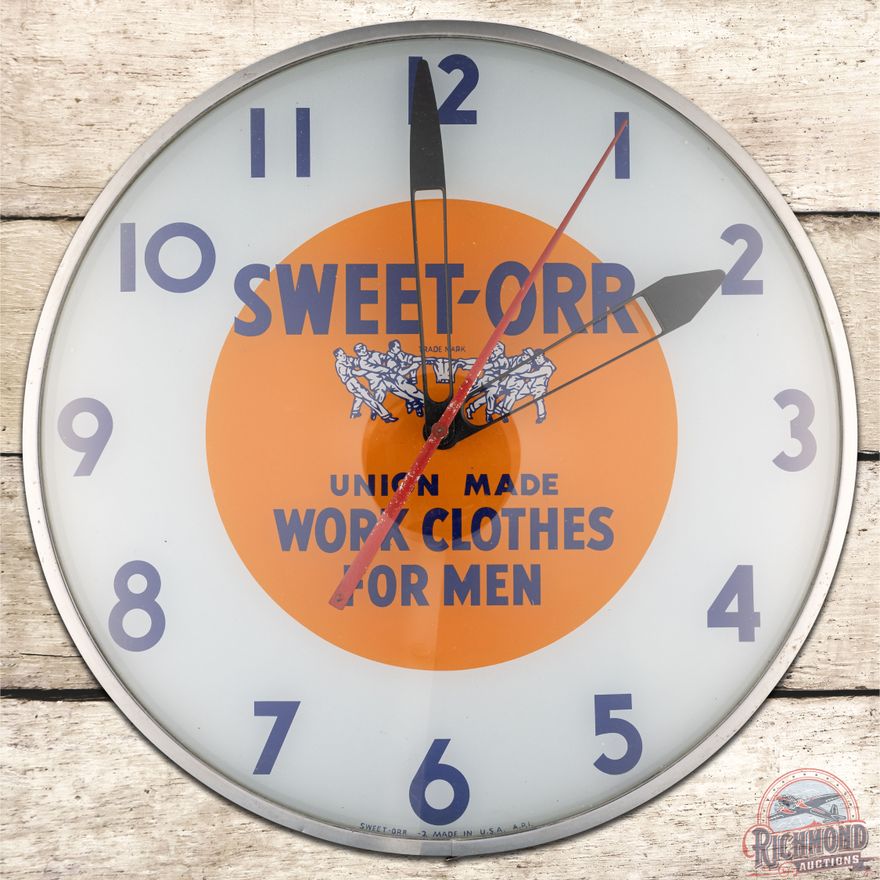 Sweet Orr Union Made Work Clothes for Men 15" Lighted Advertising Clock