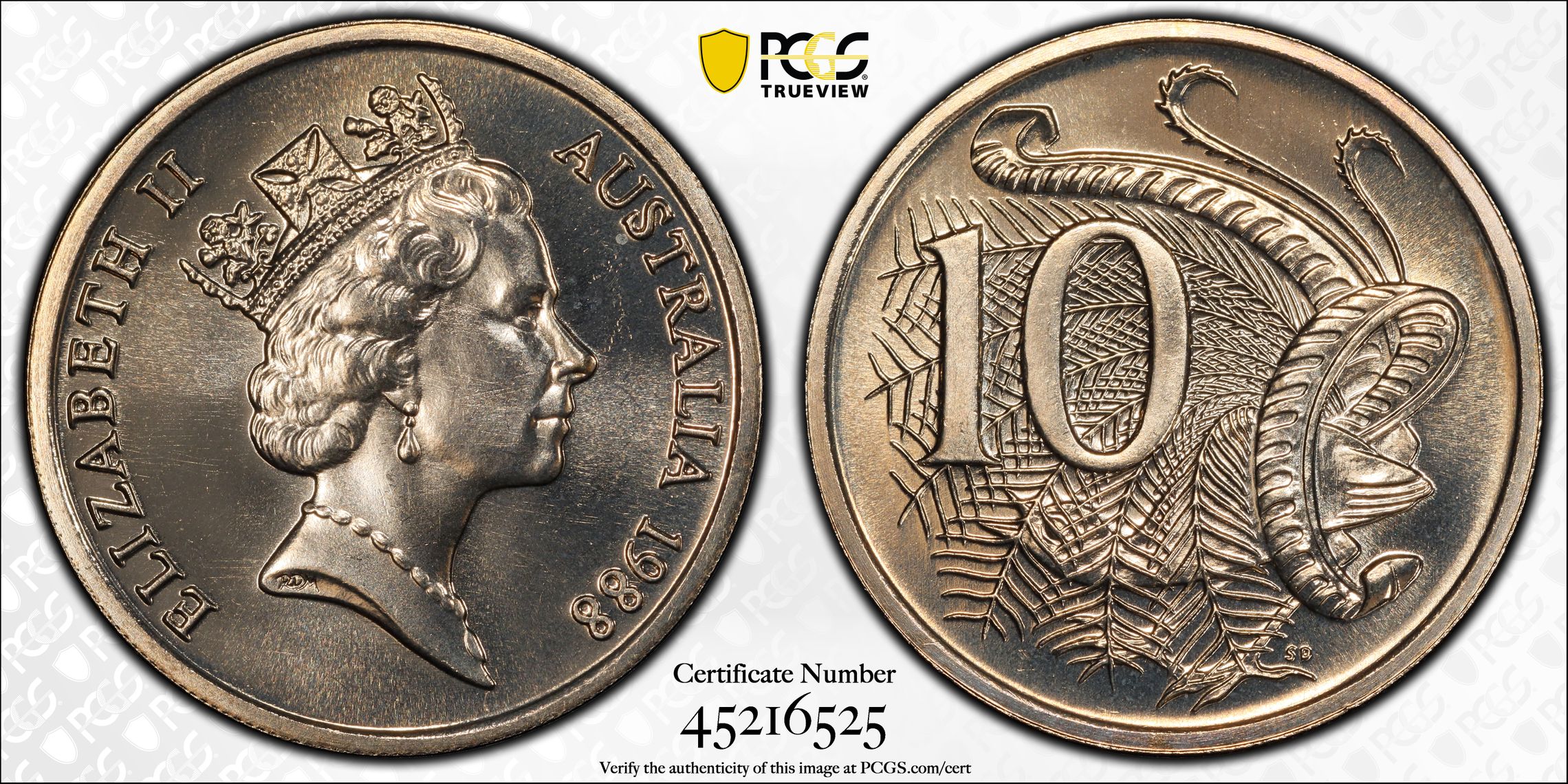 Ten Cent, 1988, PCGS MS68