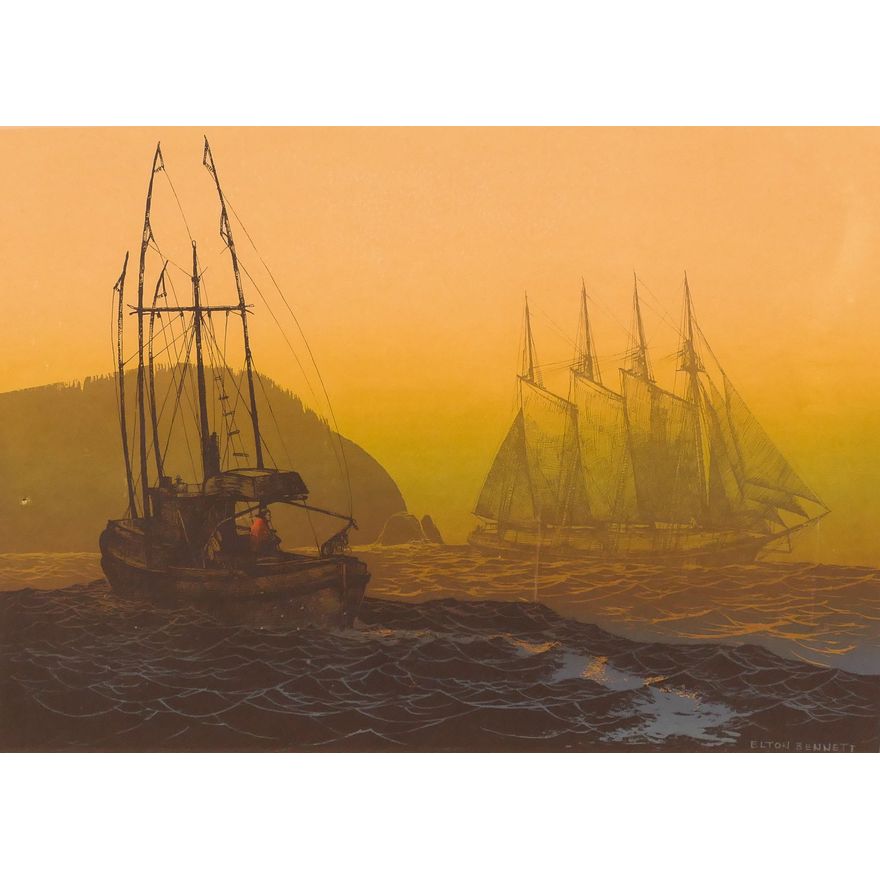 Elton Bennett (1910-1974) ''The Offshore Wind'' Serigraph.