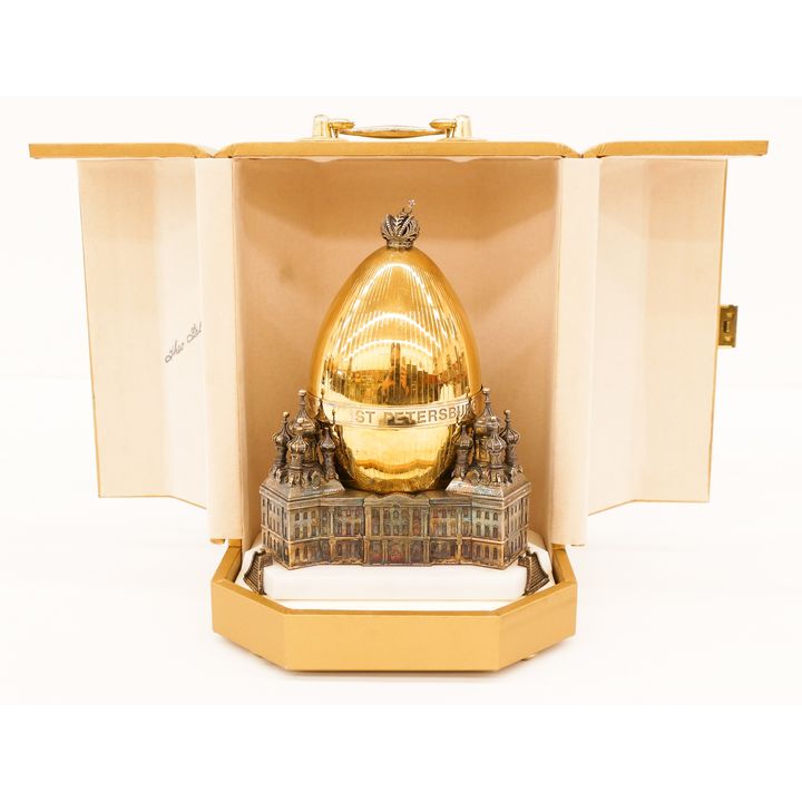 Theo Faberge ''St. Petersburg'' Sterling Egg in Case