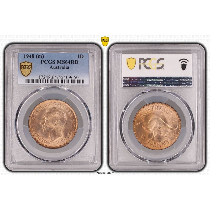 George VI, One Penny, 1948, PCGS MS64RB