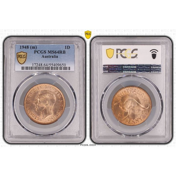 George VI, One Penny, 1948, PCGS MS64RB
