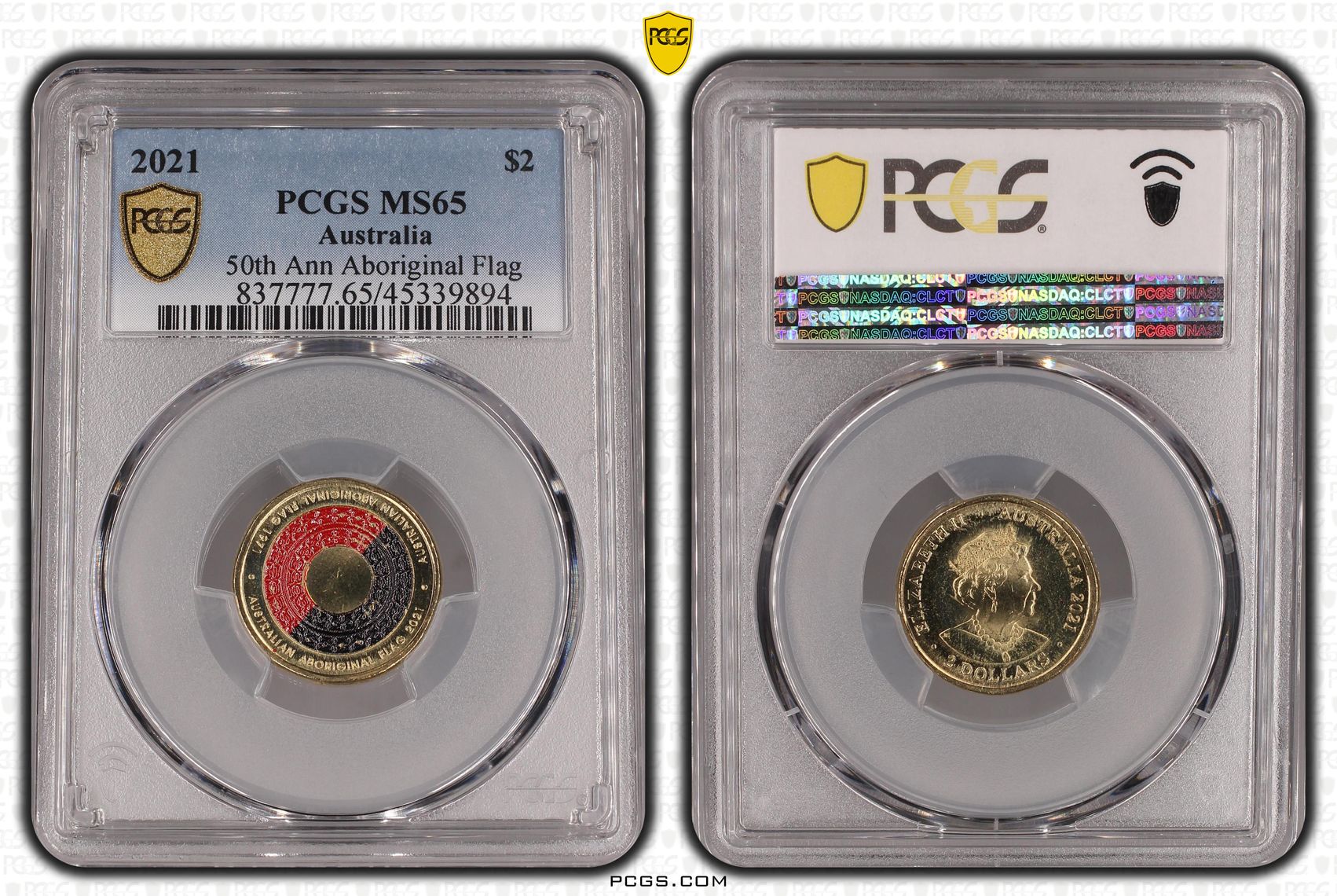 50th Ann Aboriginal Flag, Two Dollar, 2021, PCGS MS65