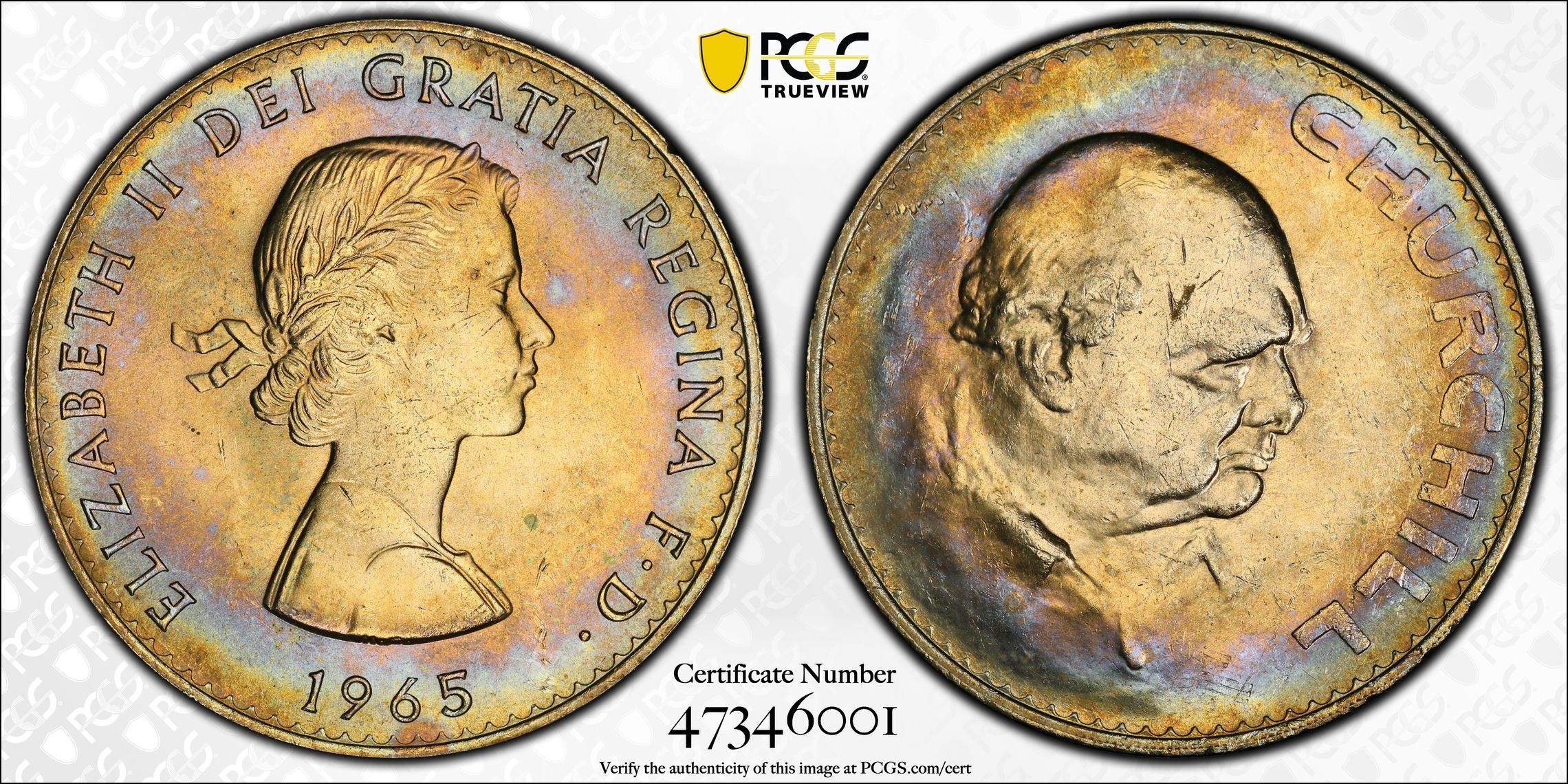 Great Britain, Elizabeth II, S-4144 Churchill, Crown, 1965, PCGS MS63
