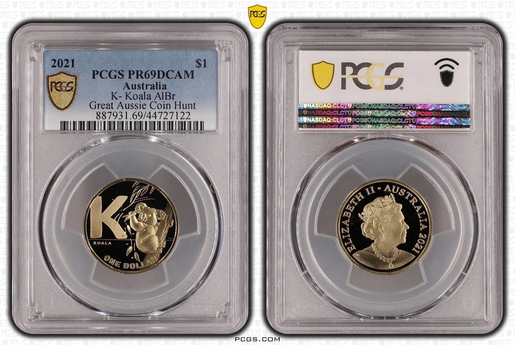 2021 Australia One Dollar, $1 Proof K- Koala AlBr PCGS - PR69DCAM -122