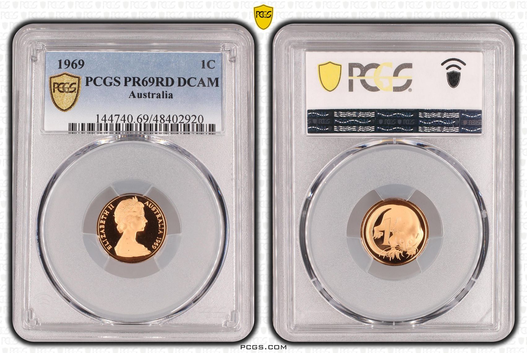 Elizabeth II, One Cent, 1969, PCGS PR69DCAM