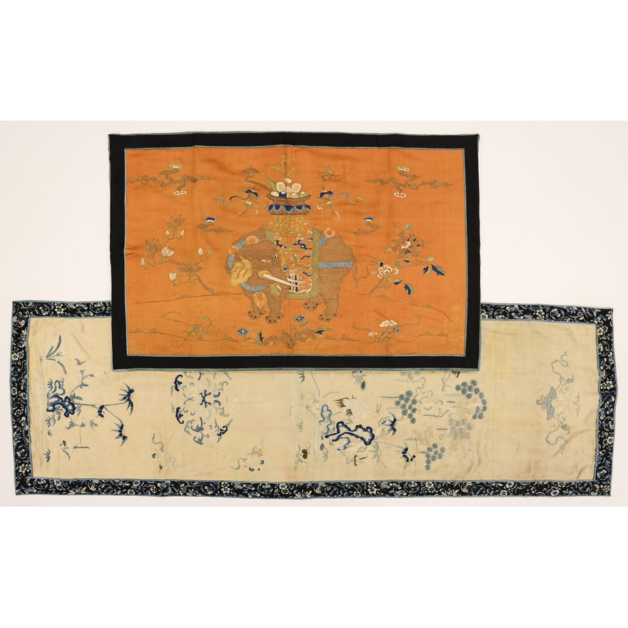 2pc Chinese Silk Embroidered Altar Panels