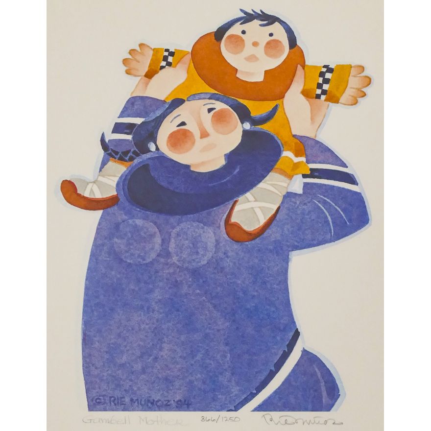 Rie Munoz ''Gambell Mother'' 1994 Signed Print 12.5''x10.75'' Sheet.