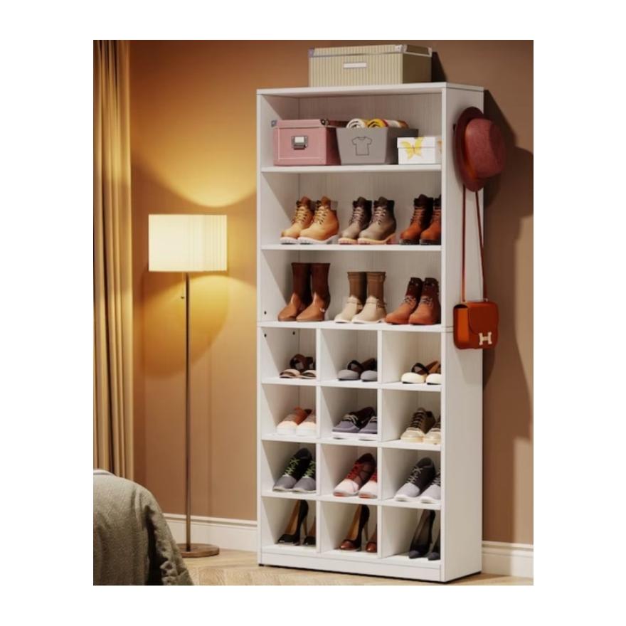 Tribesigns 8 Tier White MDF Shoe Cabinet | Vanzant Auctions