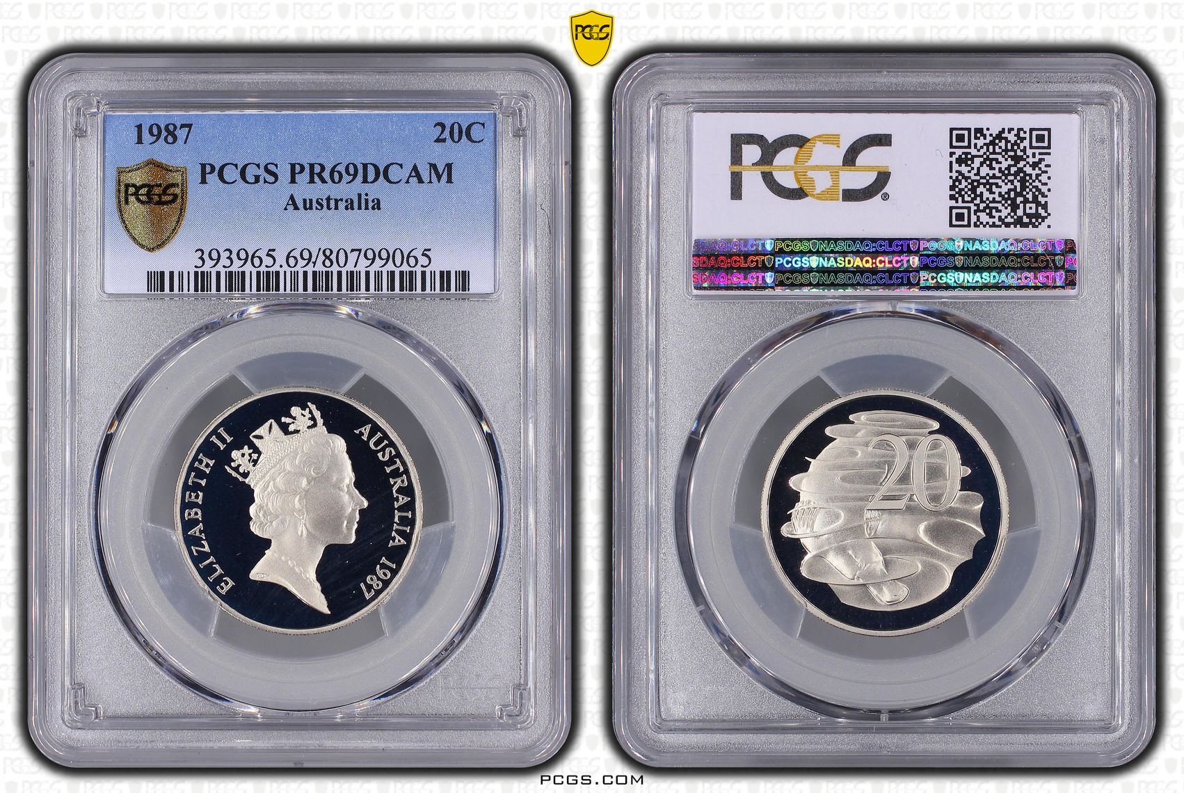 Elizabeth II, Twenty Cent, 1987, PCGS PR69DCAM