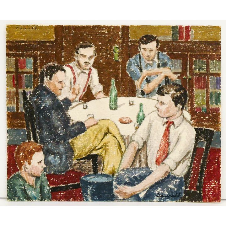 Edward Sewall ''Boy's Club'' WPA Era Watercolor