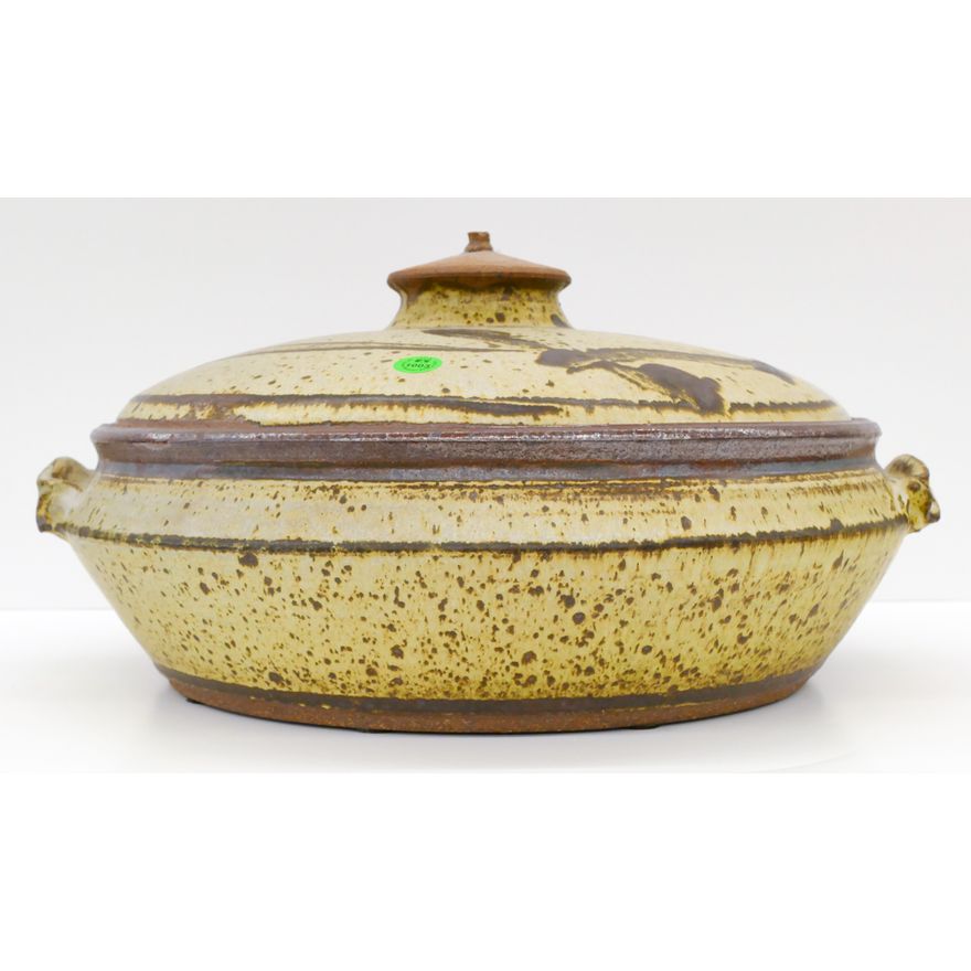 William Creitz Speckled Glaze Large Pottery Casserole 8''x16''