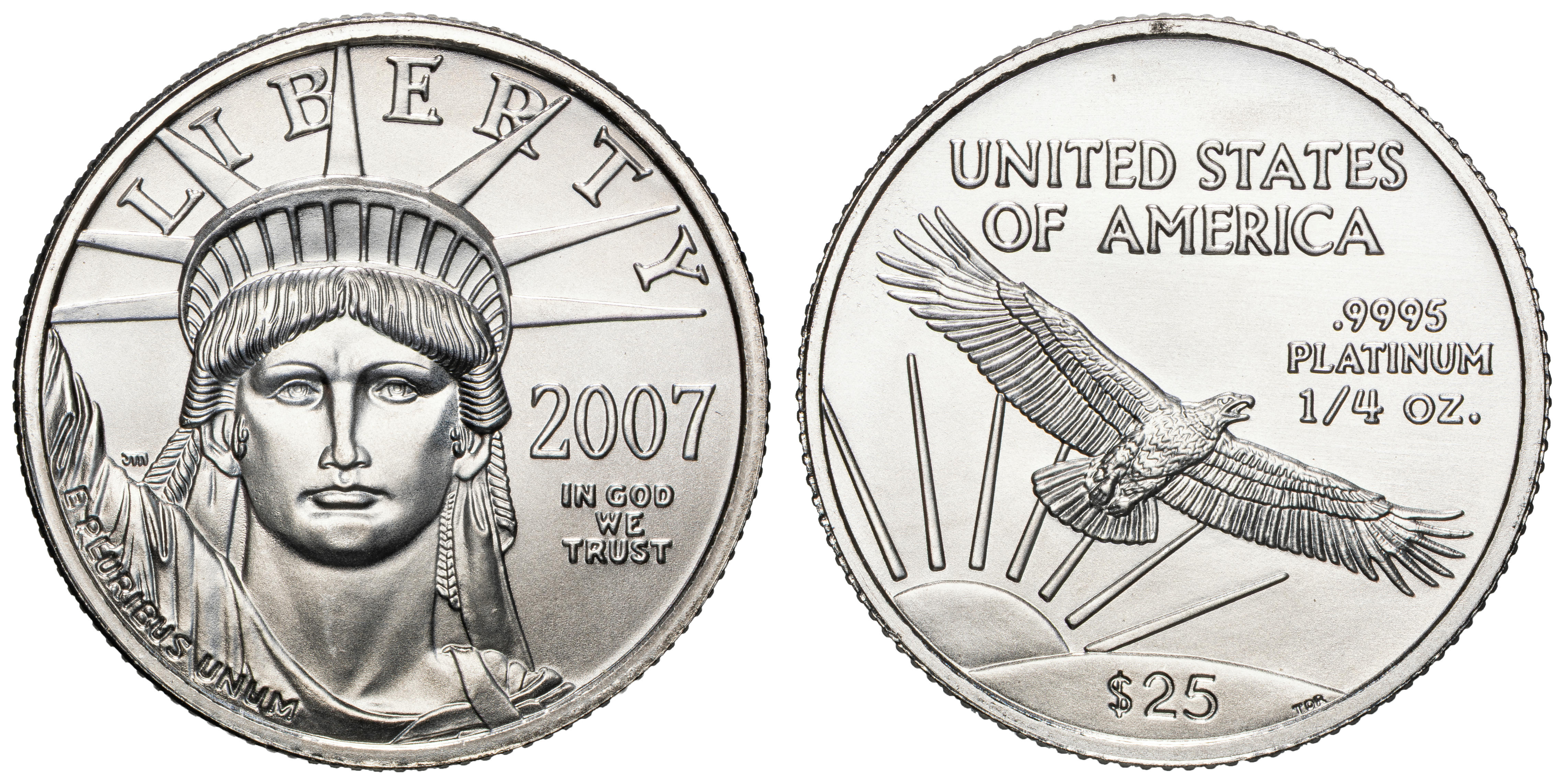 United States, Platinum Eagle, Twenty Five Dollars, 2007, FDC
