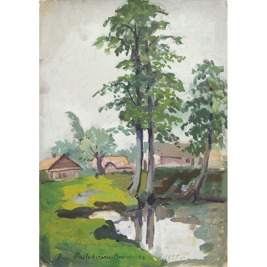 Anna Maślakiewicz-Brzozowska | Domki koło młyna, 1955 r.